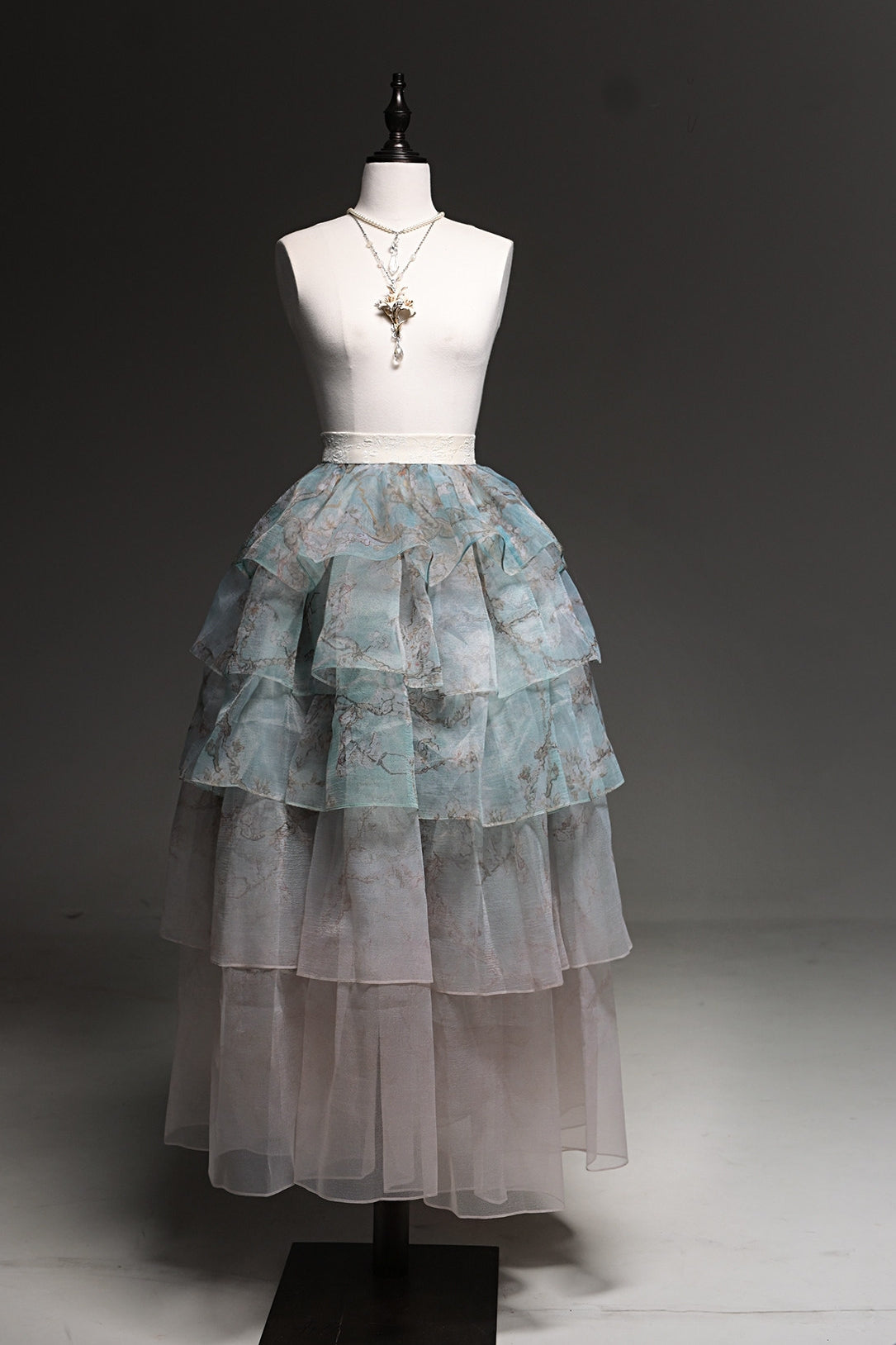 Van Gogh Almond Blossom Vintage Strapless Organza Dress / Corset & Skirt Set