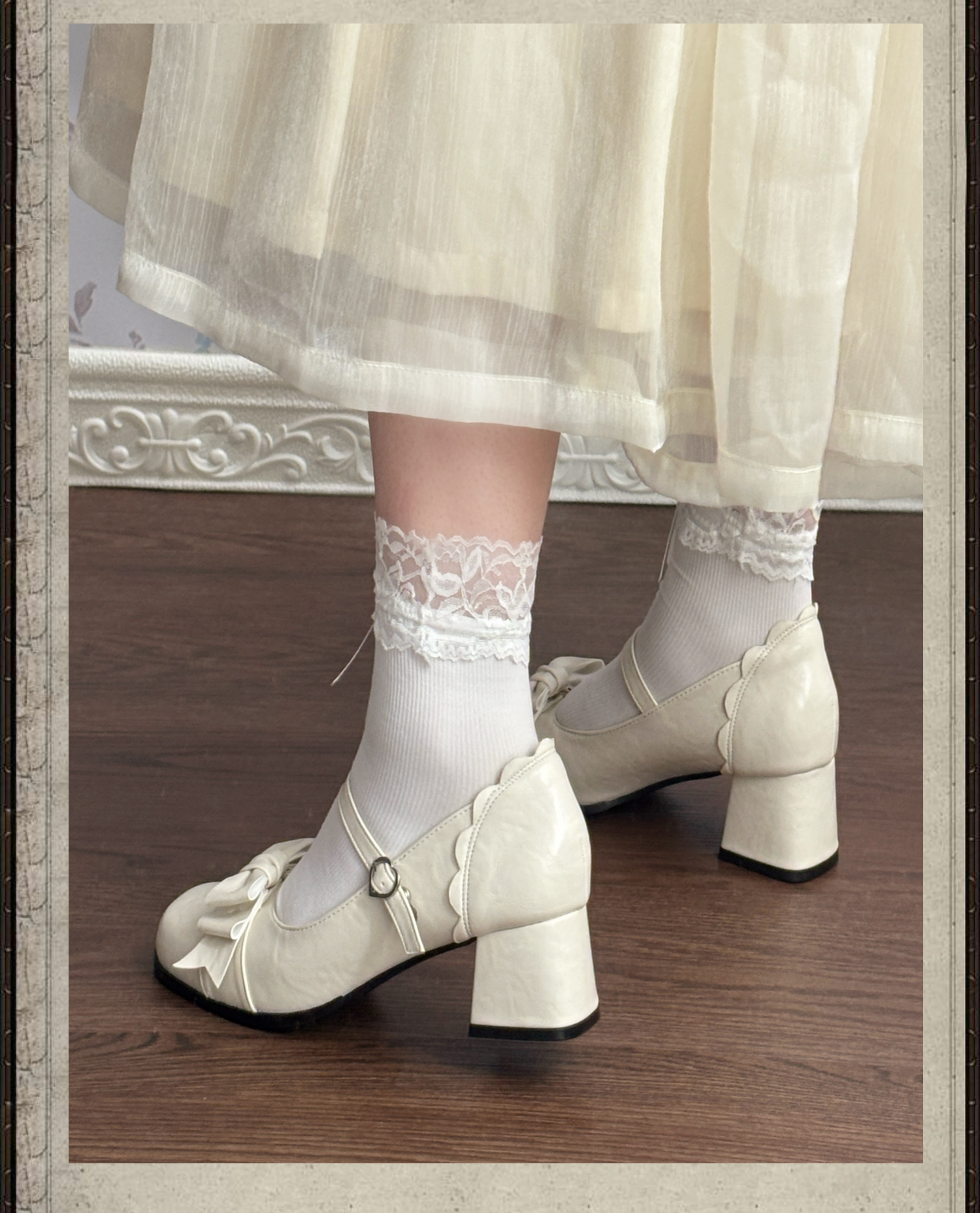 Autumn Whisper Elegant Vintage Square‑Toe Mary Jane Lolita High Heels
