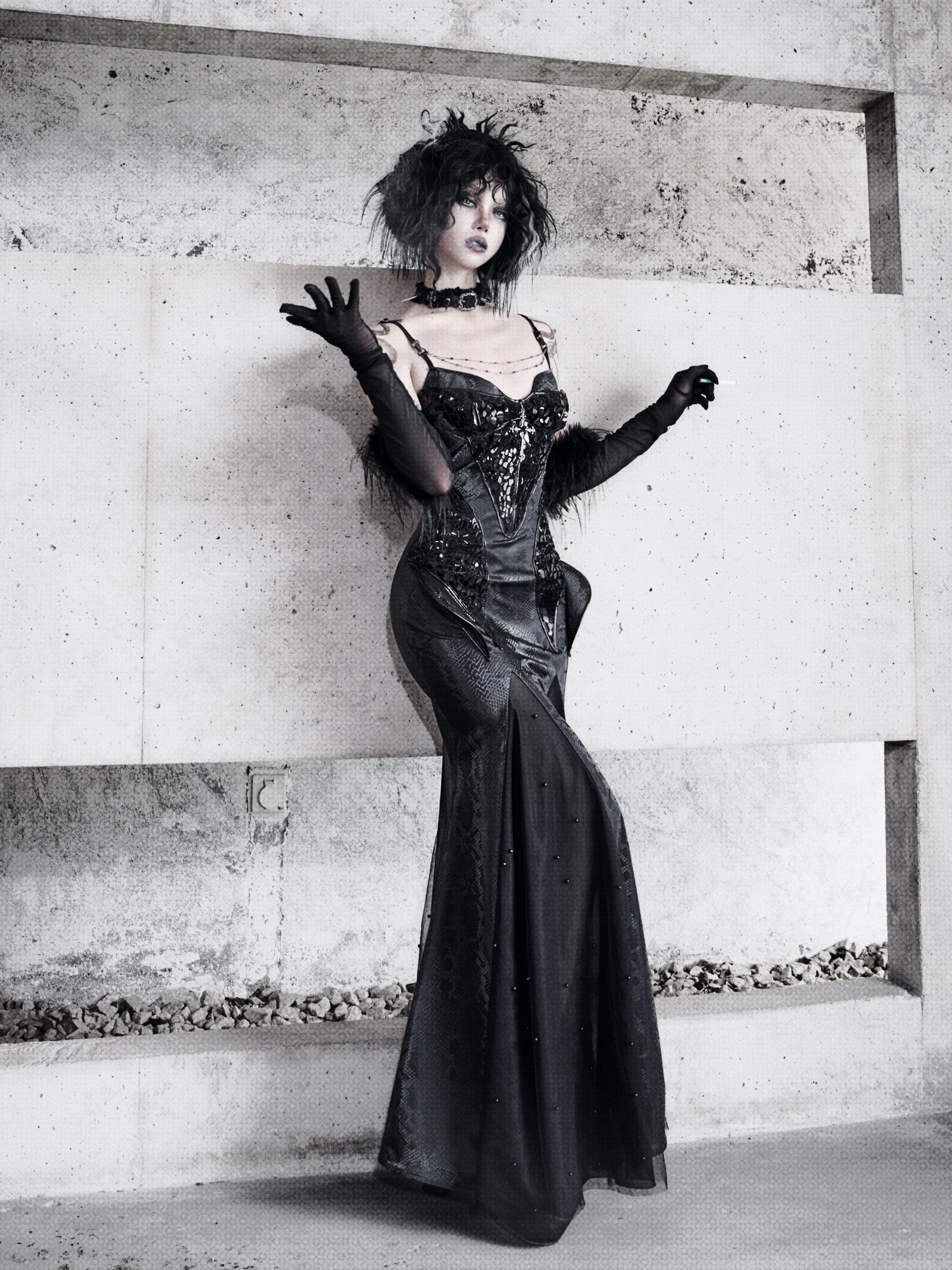 Shadow of Serpent Eyes Gothic Cami Mermaid Dress
