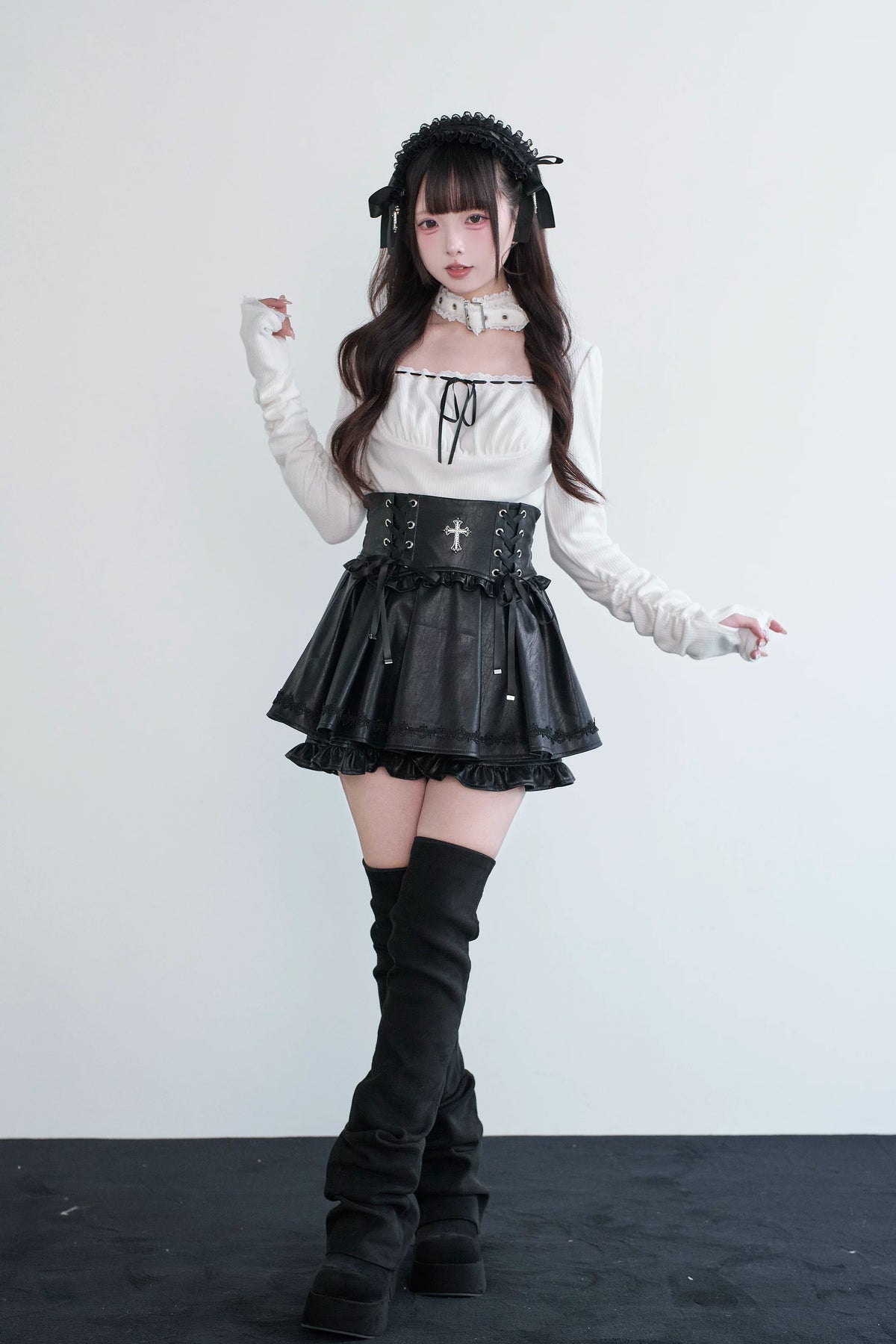 Choker Mass Produced Japanese Style Subculture Top & Skirt Set