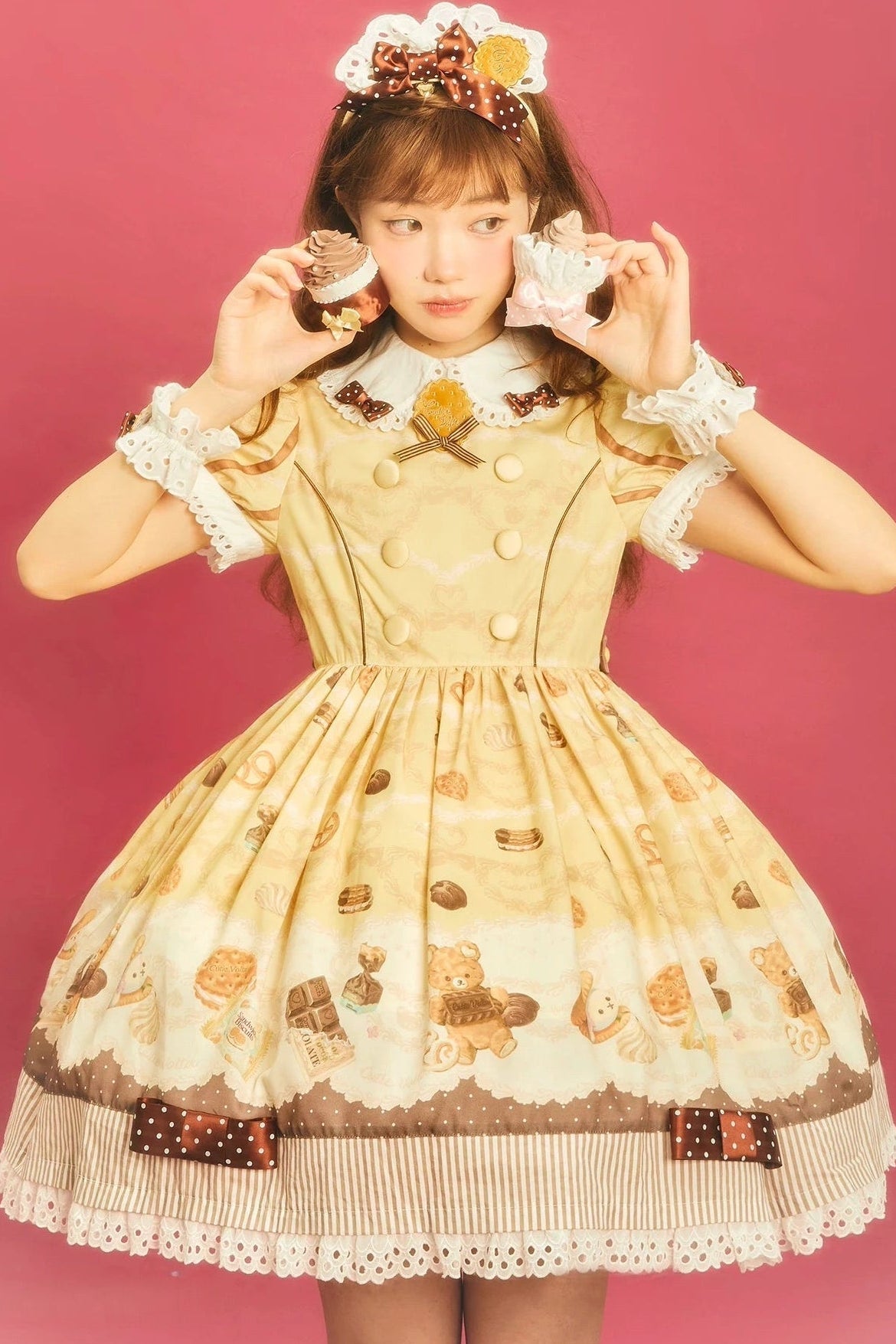 Patisserie Forever Happiness Yellow Apron Sweet Lolita OP Dress Set