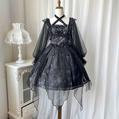 Lolita Dark Style Chiffon Dress  LG1034