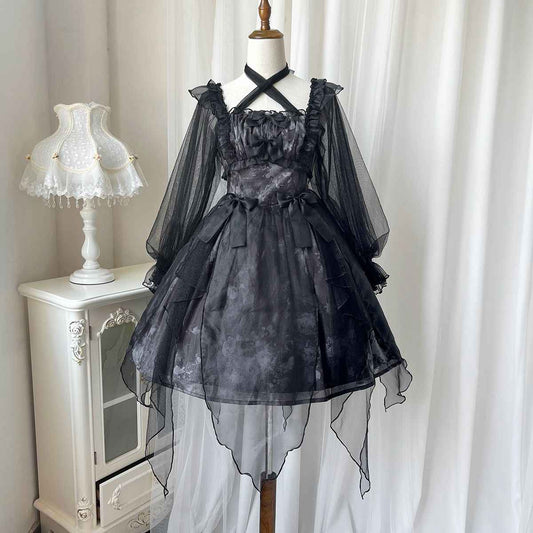 Lolita Dark Style Chiffon Dress  LG1034