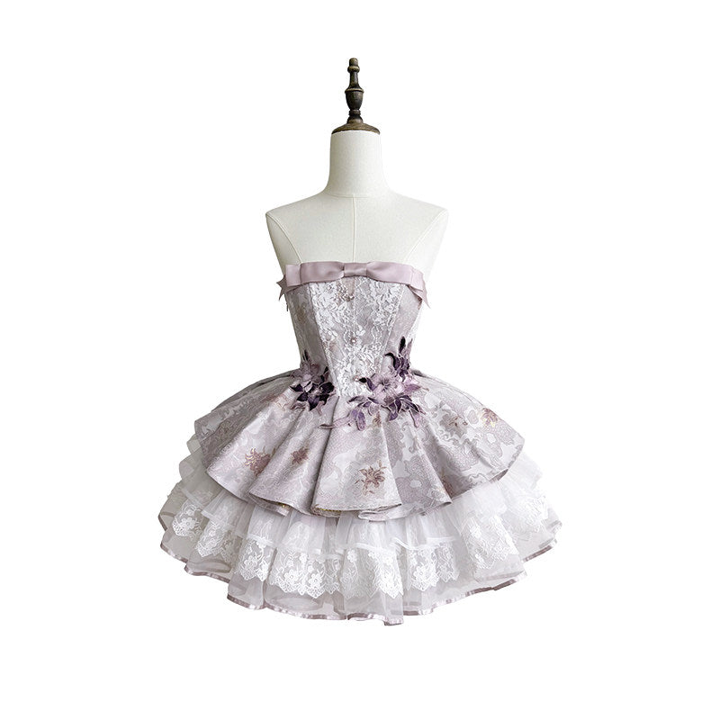 Little Lily Japanese‑Style Purple Lolita Embroidered Blouse & JSK Dress