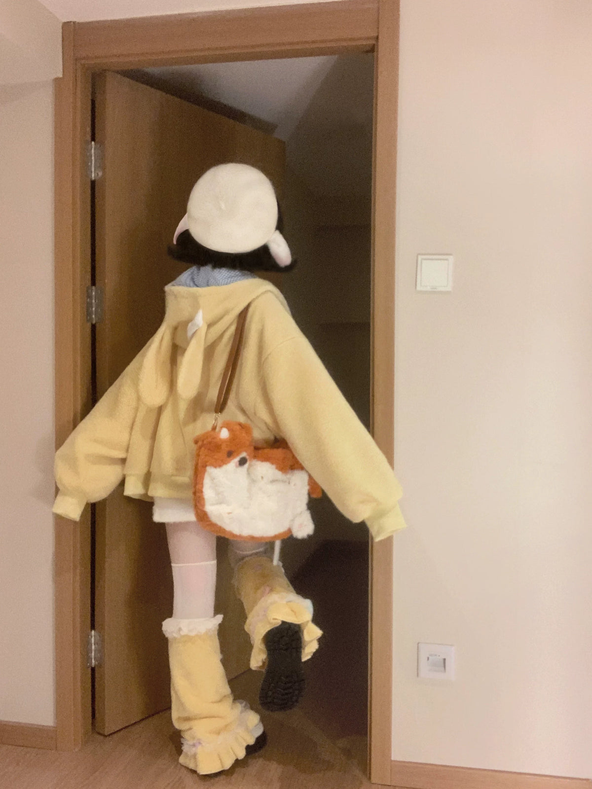 Plush Puppy Animal‑Ear Hooded Autumn & Winter Coat