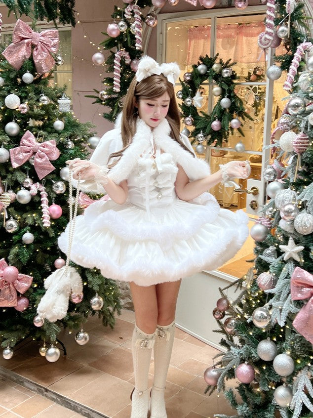 Christmas White Bunny Doll Dress LFD0008