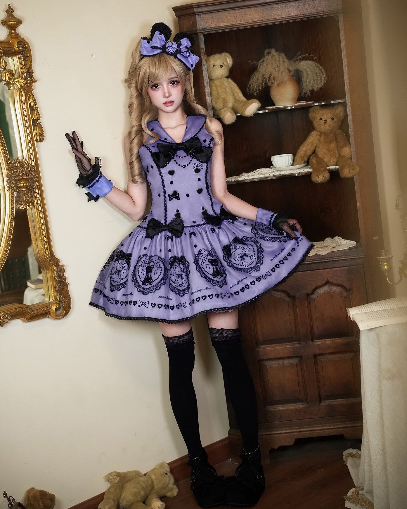 Black Sugar Bear Lolita Purple Dress