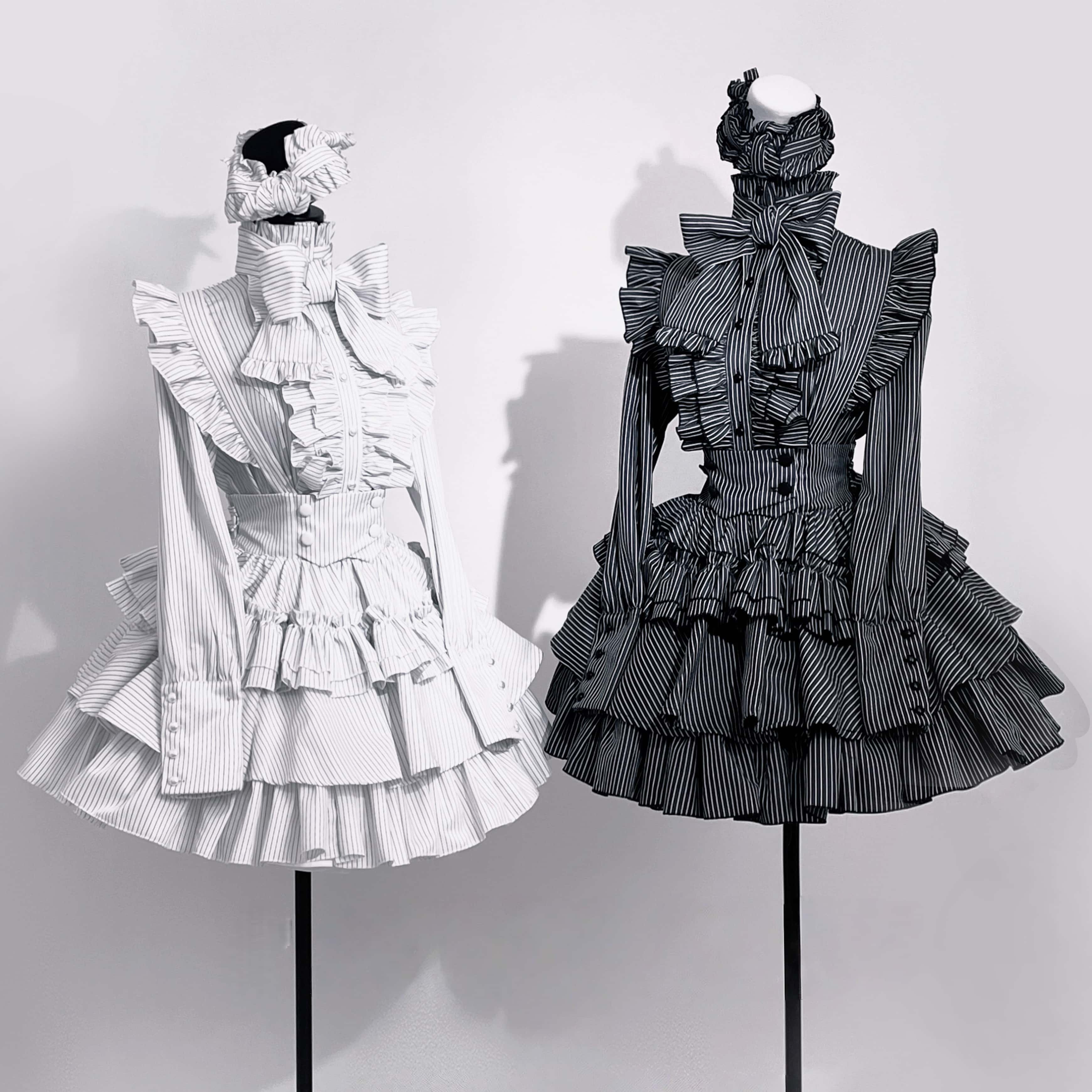 Doll Gift Box Gothic Lolita White Striped Shirt & Skirt Set