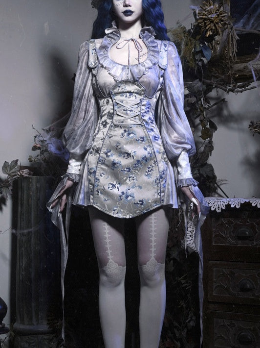 Gothic Distressed Tie-Dye Vintage Chiffon Set LG1044