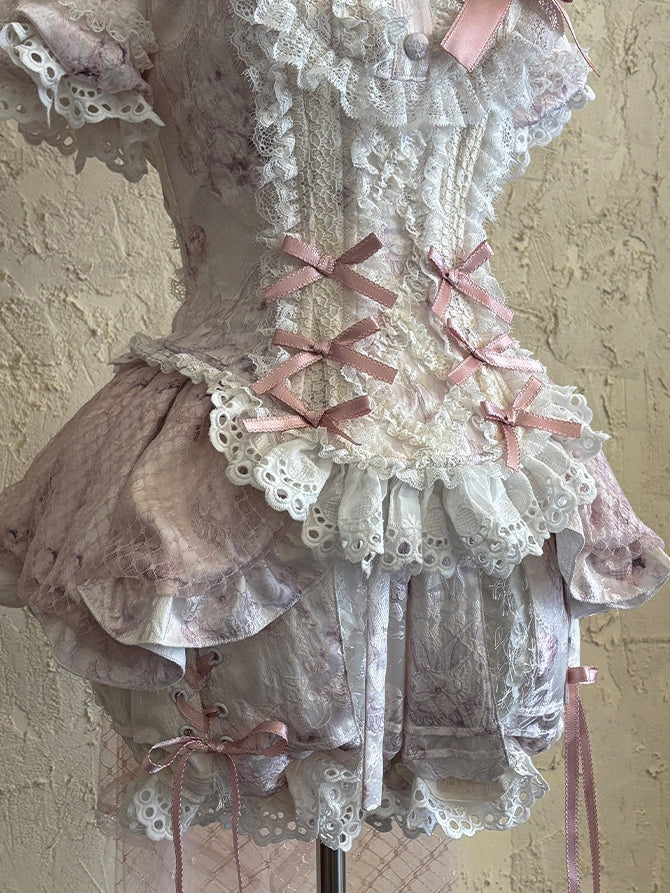 Castle Bunny Lolita Vintage Doll‑Like Two‑Piece Pink Set