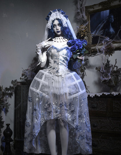 Lolita Gothic Zombie Bride Embroidered Dress LG1003