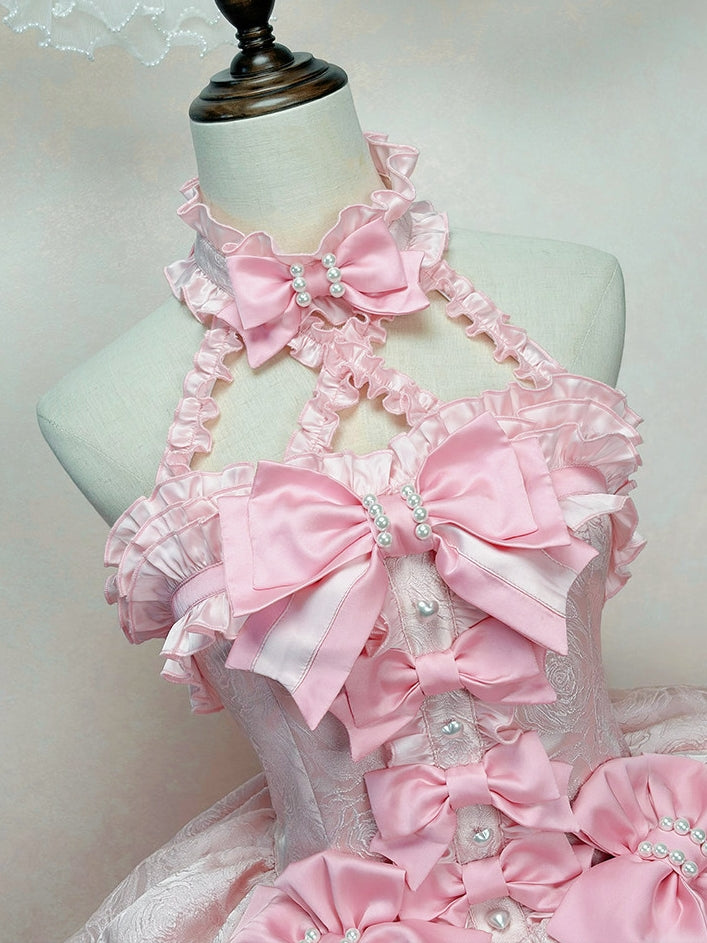 Sweet Petals Lolita Pink Halter Dress