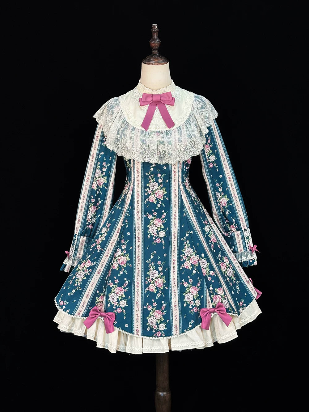 Susans Garden Pastel Floral Long Sleeve Lolita OP Dress Set