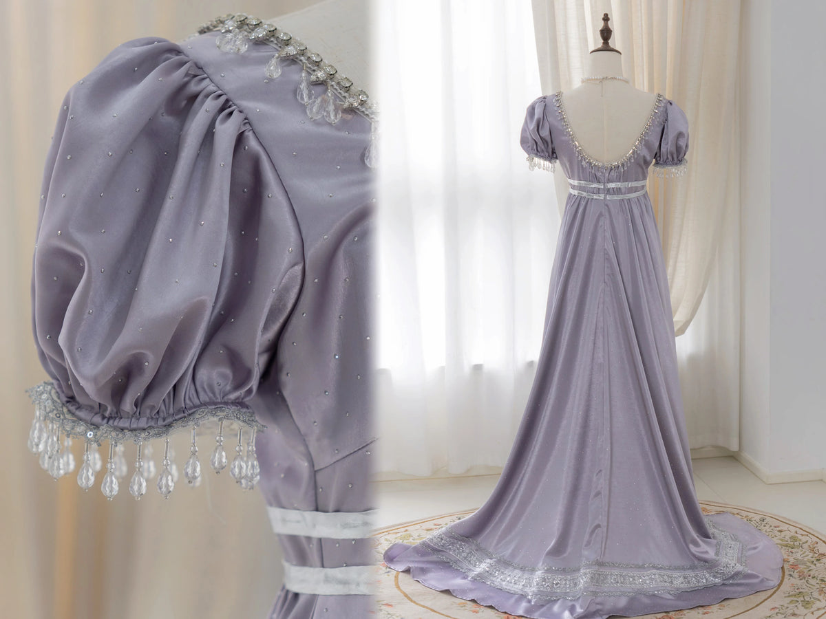 War and Peace Hepburn‑Style Palace Satin Empire Waist Lolita Dress