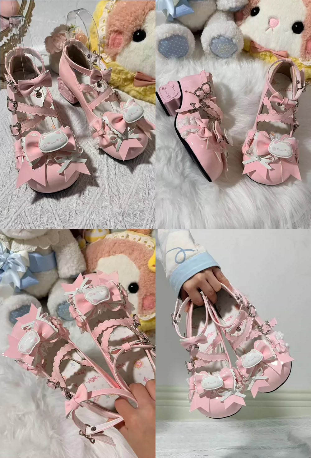 Sweet Lolita Cat Heel Mary Jane Bow and Bell Charm Shoes