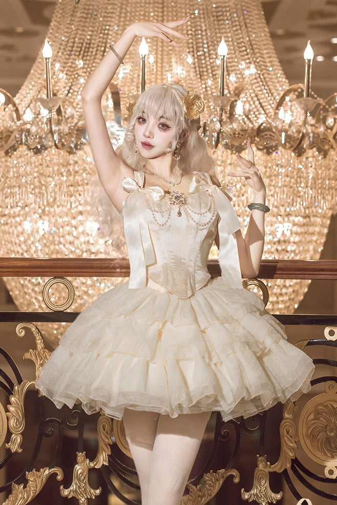 Cream Polka Dot French Ballet Dress