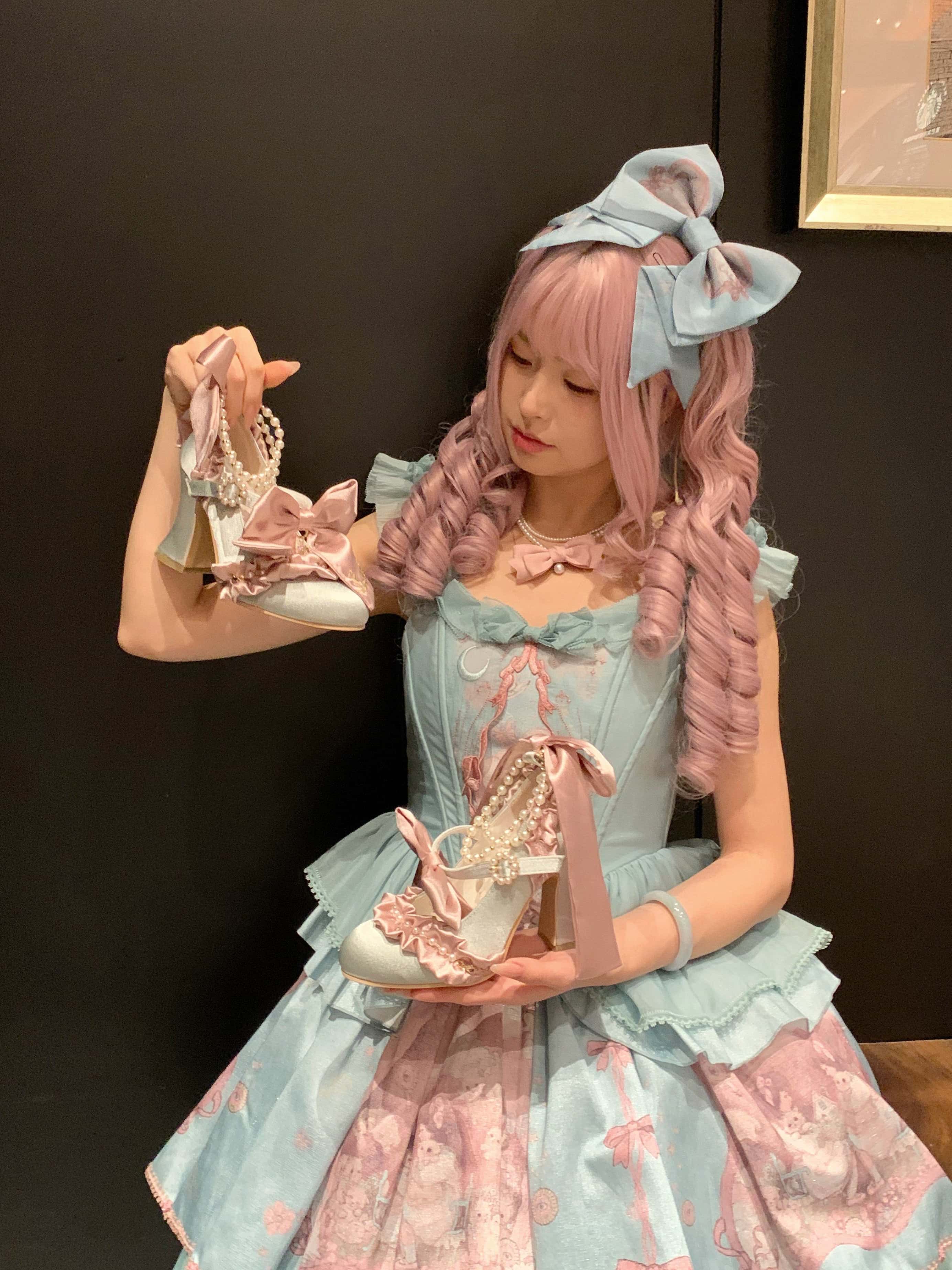 Ribbon Hymn 1.0 Lolita Vintage Heavy Craft Bridal Heels