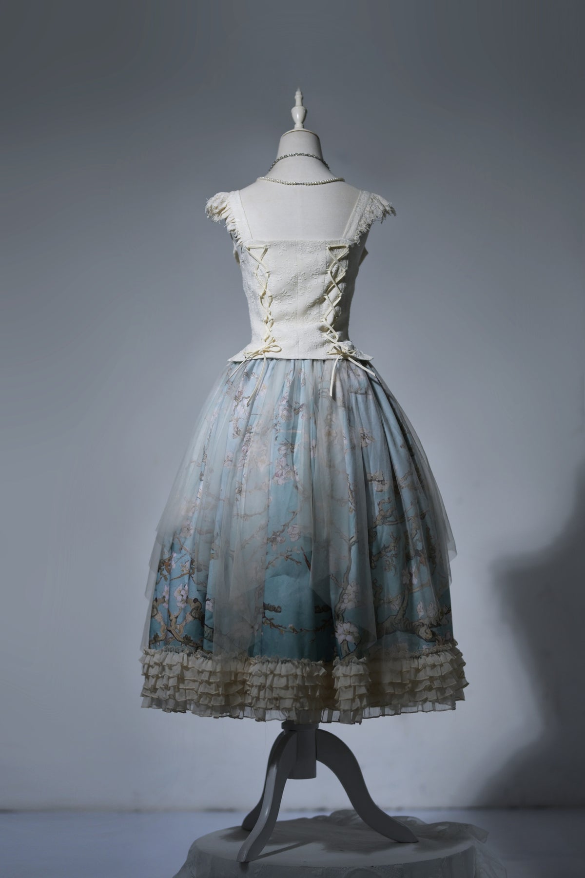 Van Gogh Almond Blossom Vintage Strapless Organza Dress / Corset & Skirt Set