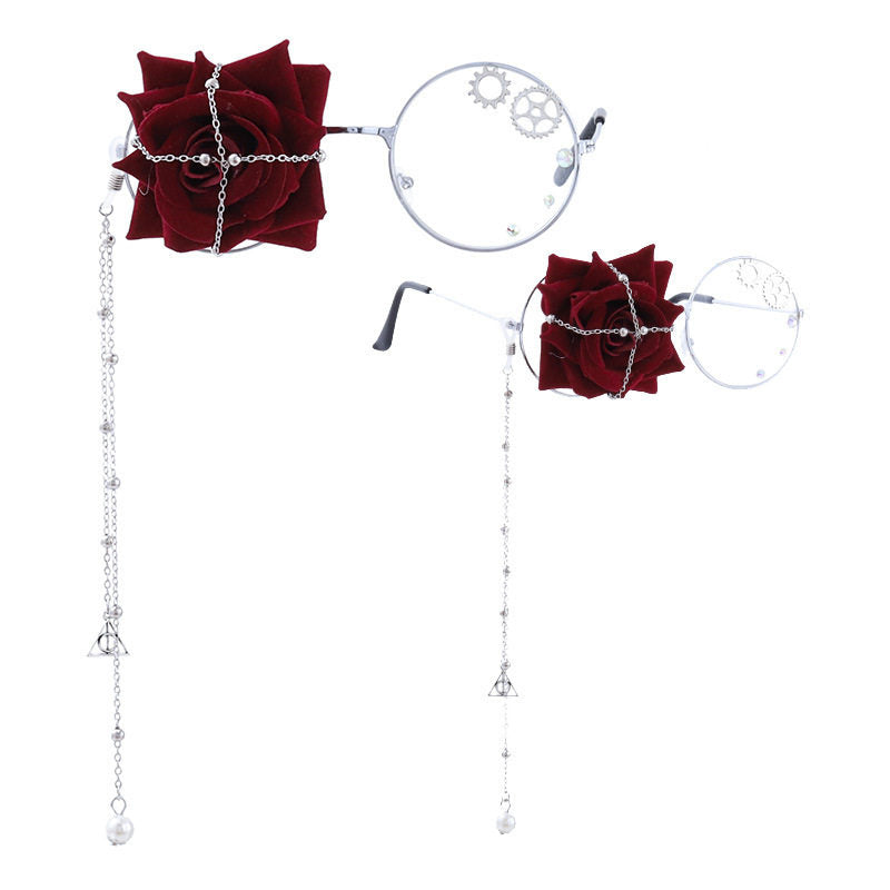 Rose Gear Bat Wing Steampunk Gothic Lolita Monocle Eyeglass Accessory