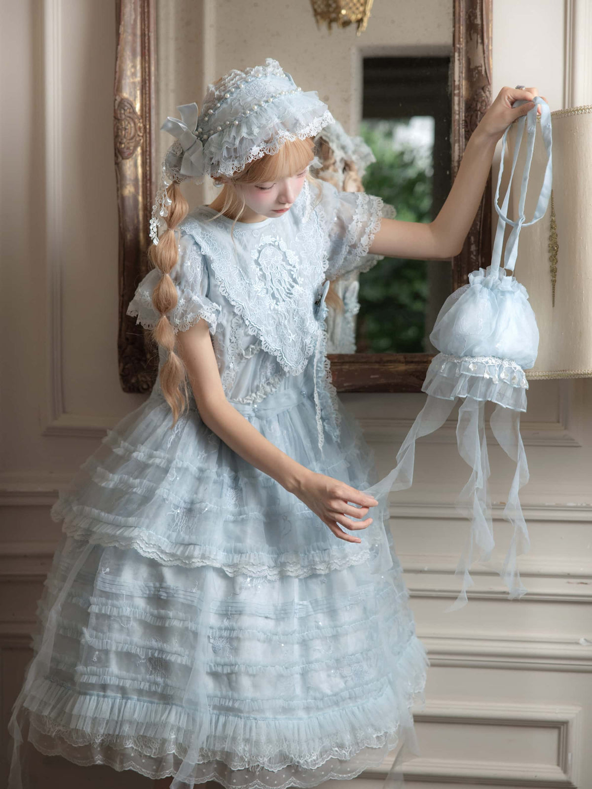 Colored Glaze Jellyfish Lolita Embroidered OP Dress