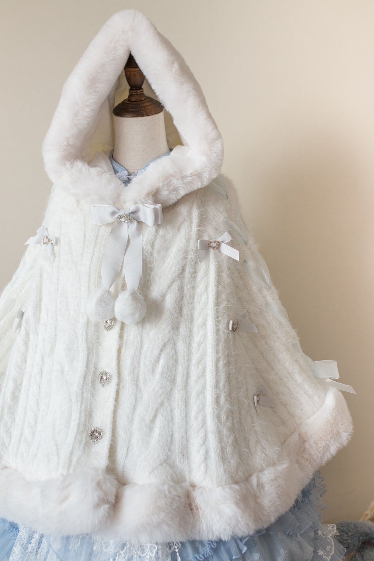 Sweet Berry White or Pink Loose Fit Lolita Knit Cape