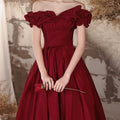 Elegant Wine Red Taffeta Formal Princess Dress LHD0001