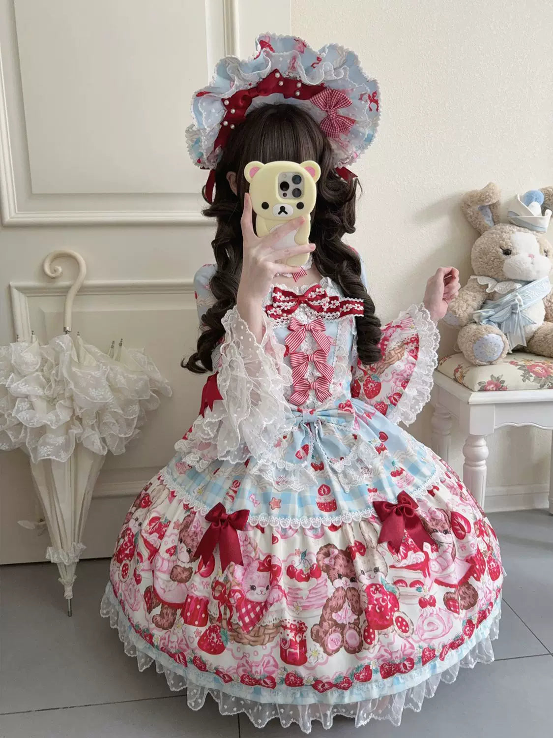 Sweet Berry Rabbit Bear Long Sleeve Sweet Lolita OP Dress