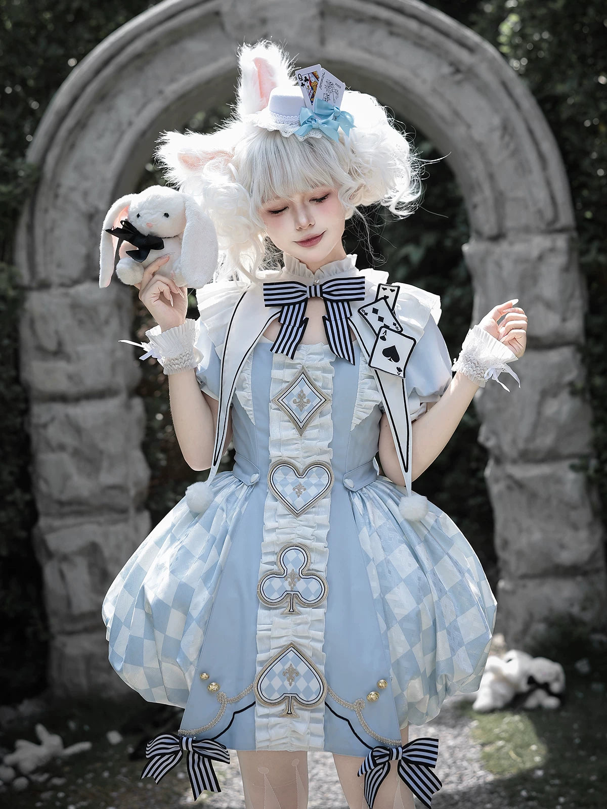 Uncharted Stars Alice Blue Playing Card Embroidery Fantasy Lolita Dress