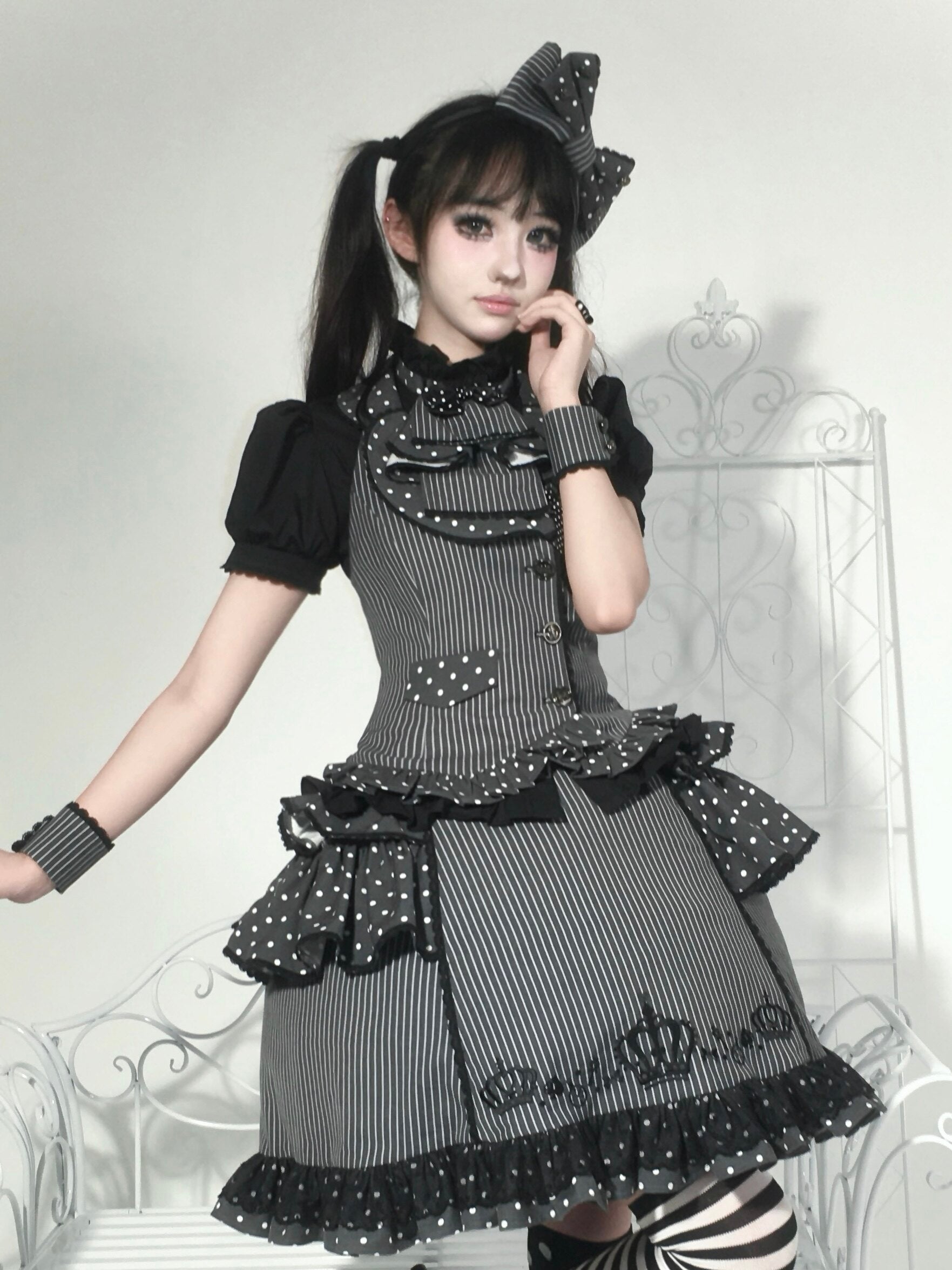 New Century Princess Grey Black Lolita Dress Set