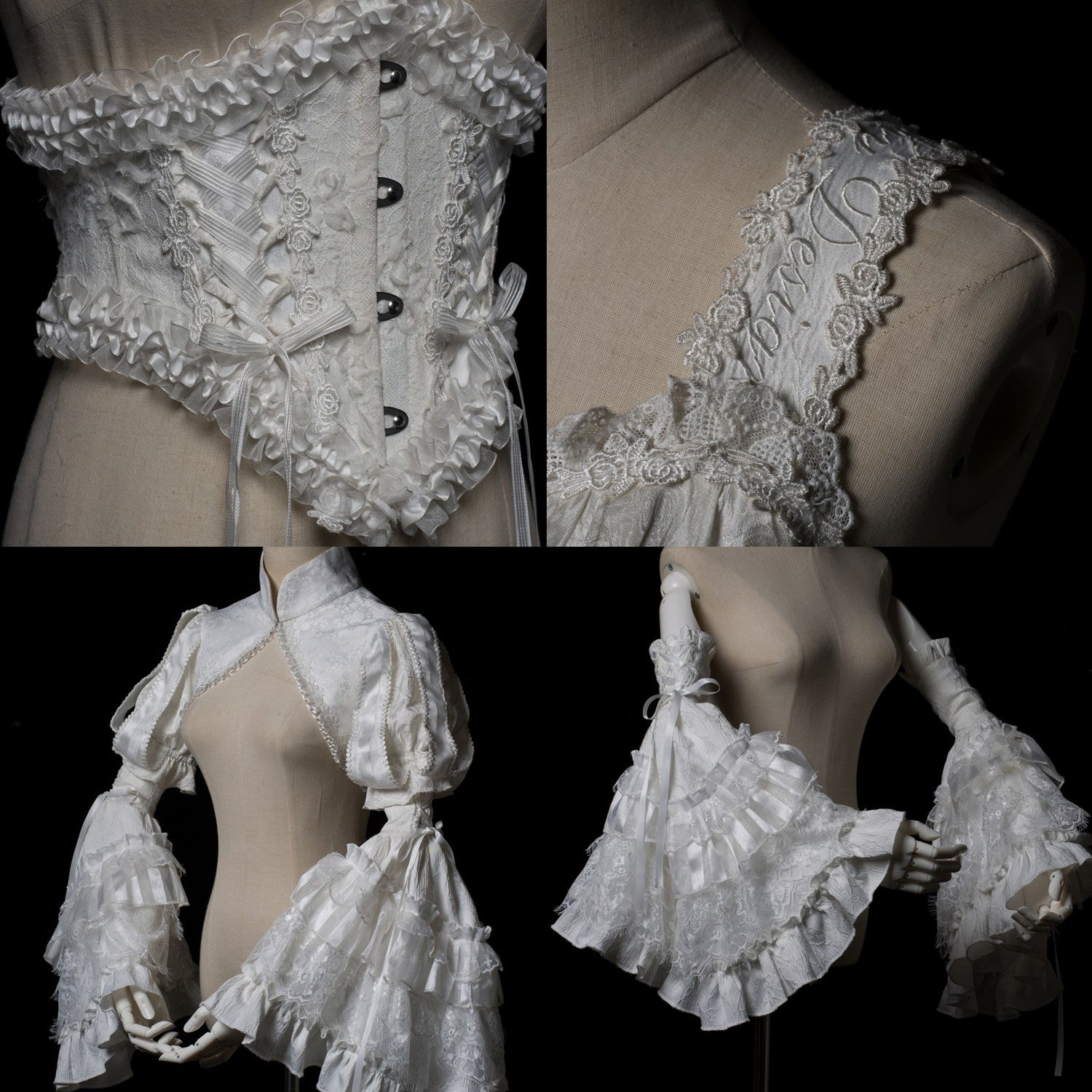 Caliburn Vintage Gothic Black & White Lolita JSK Full Set