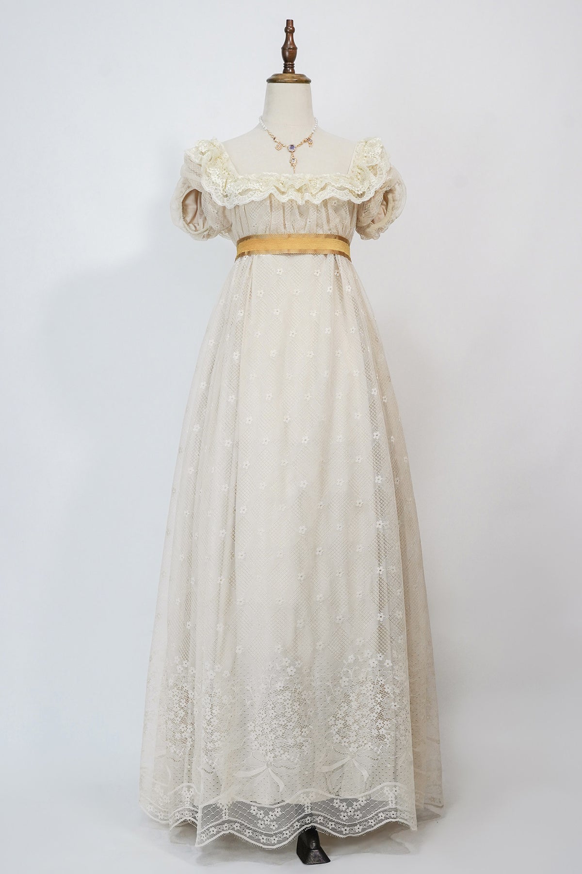 Bathing in Light Cream Empire Waist Lolita OP Dress