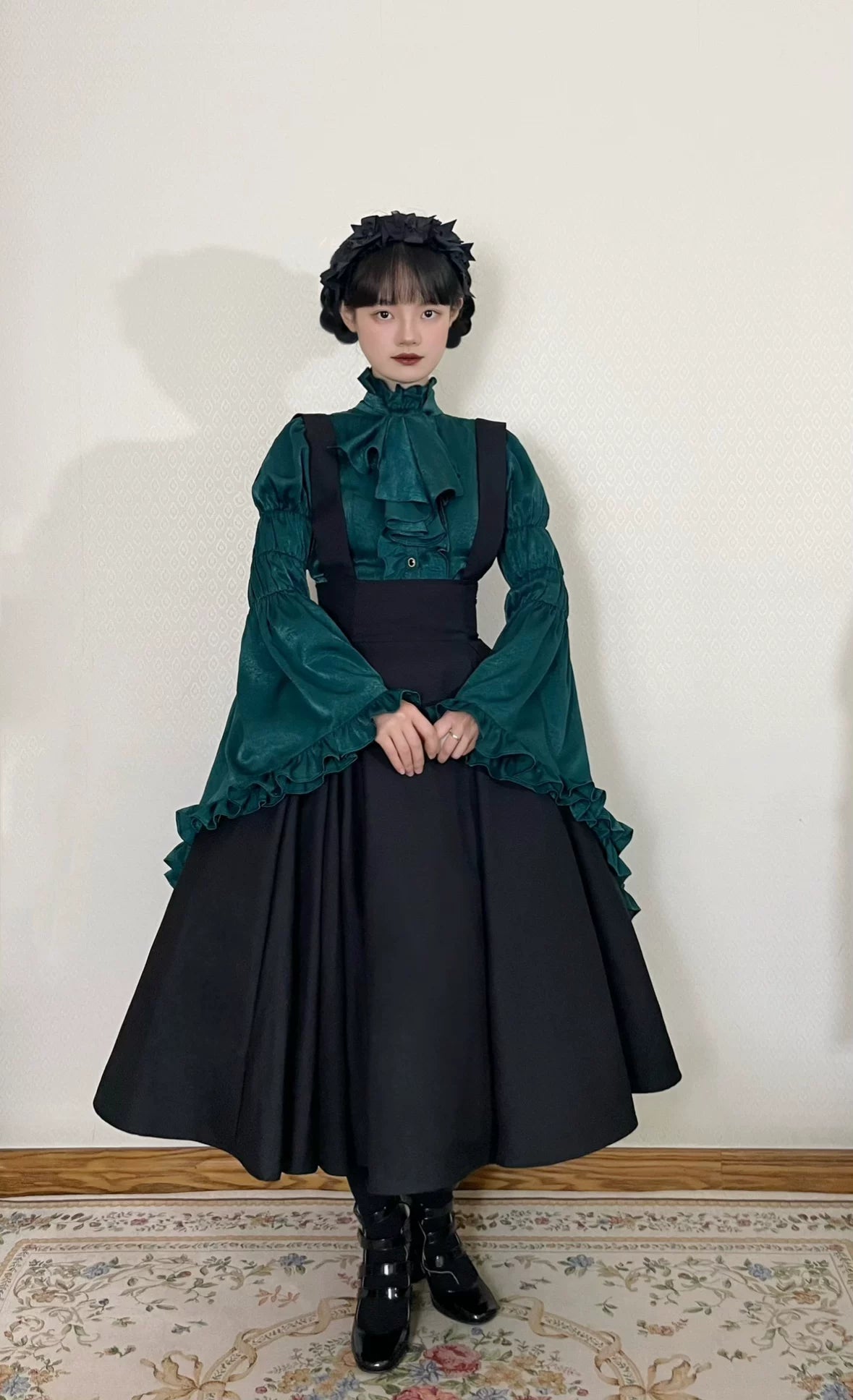 Black Iris Lolita High Waist Suspender Skirt Short Long Classic Gothic