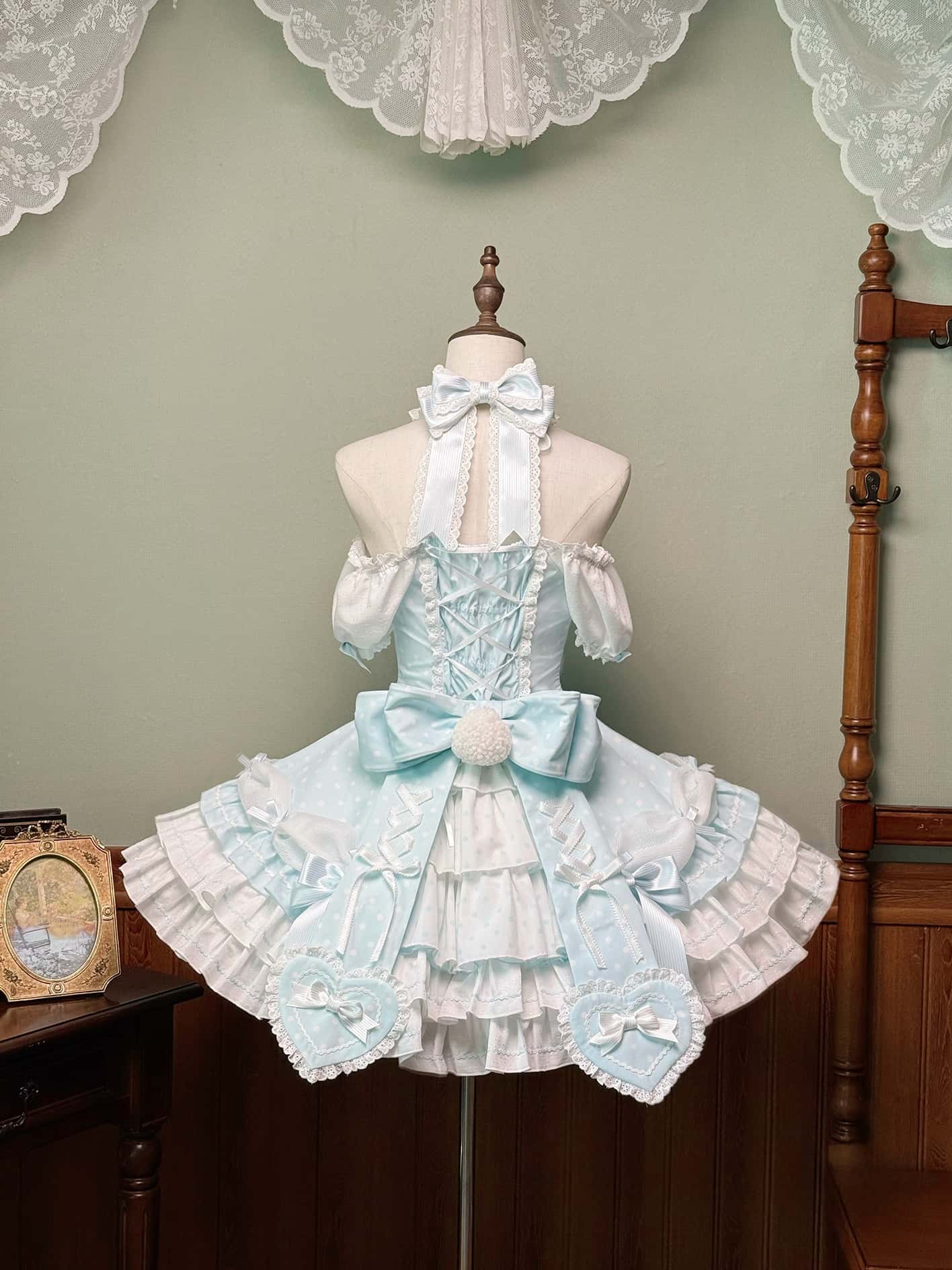 Vintage Polka Dot Lolita Halter Blue OP Dress