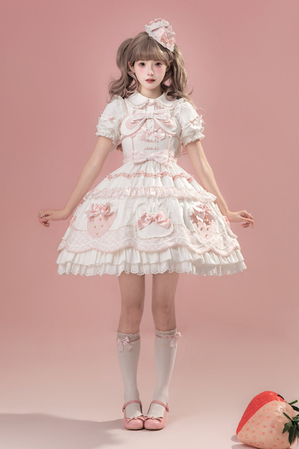 Starry‑Fallen Strawberry Rabbit Original Lolita Cute JSK Dress