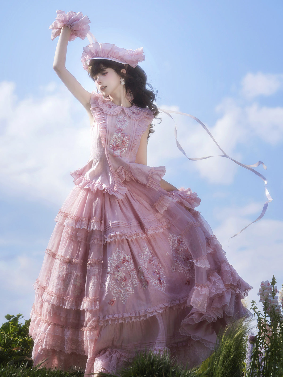 Pink Rose Elegant Classic Lolita Original Bridal Princess Dress