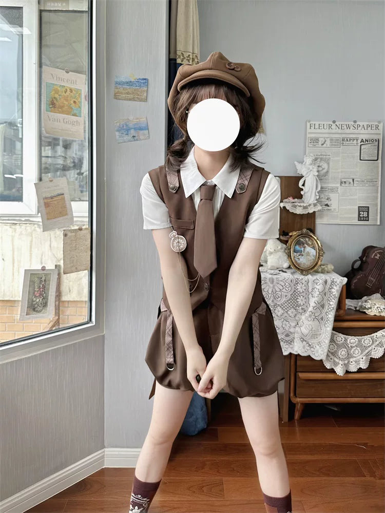 Bunny Detective Lolita Blouse, Vest & Overalls, Prince Outfit