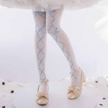 Lolita Sweet Printed Bow and Ribbon Pattern 120D Tights LE9005