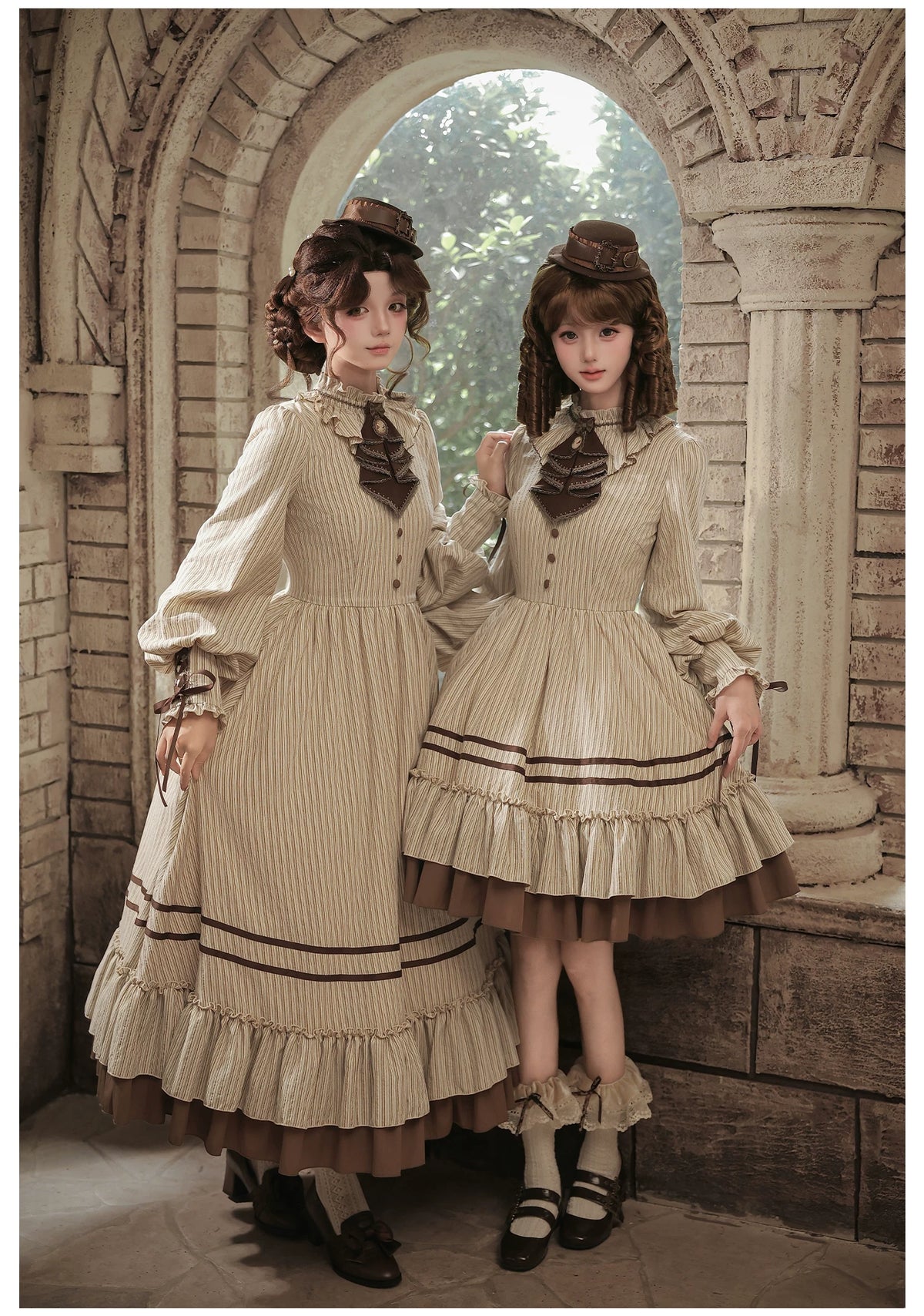 At Sunset Lolita  Ruffled Corset & Drape Panel OP Dress Set