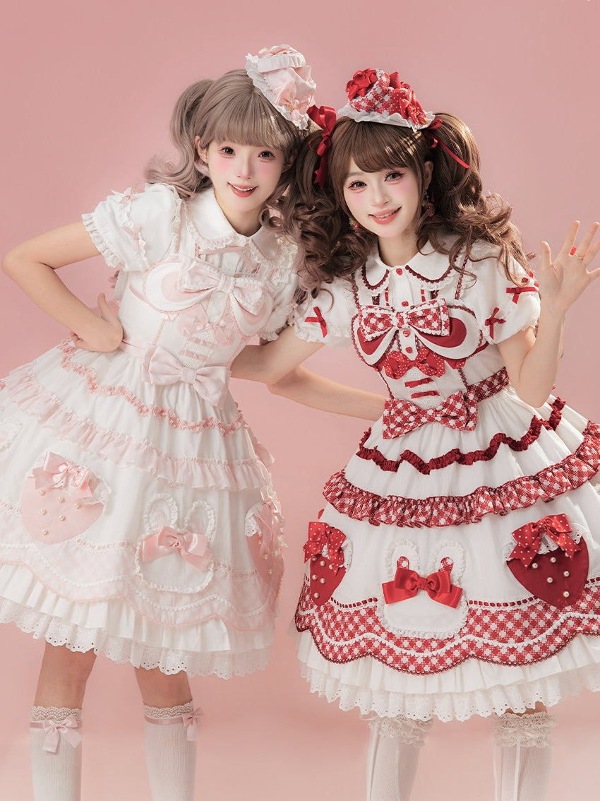 Starry‑Fallen Strawberry Rabbit Original Lolita Cute JSK Dress