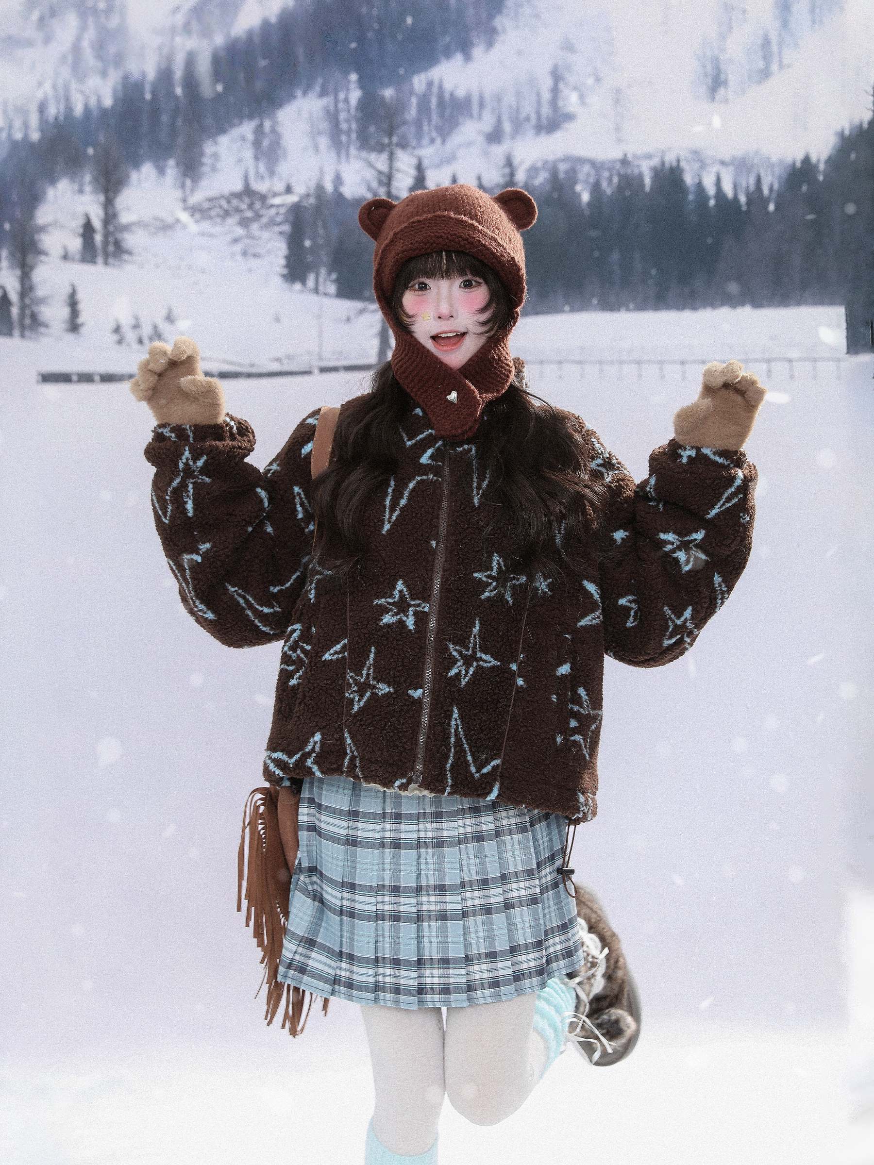 Kawaii Winter Lambswool Jacket & Scarf Set MGD0010