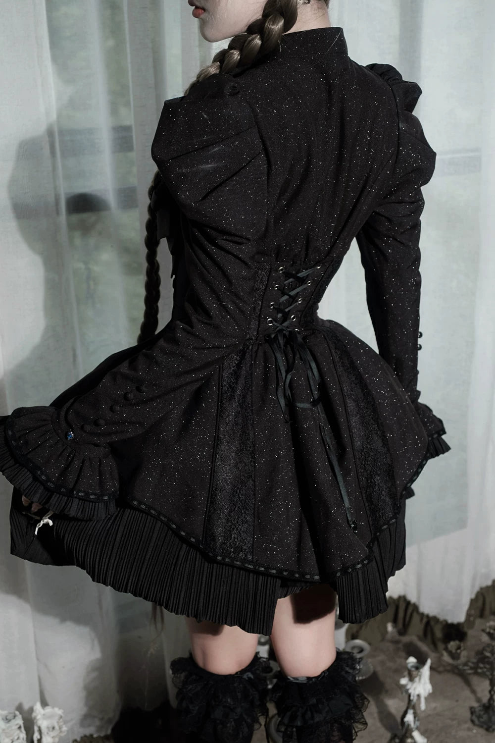 Cabinet Of Curiosities II Dark Gothic Butterfly Stand Collar Short OP Dress