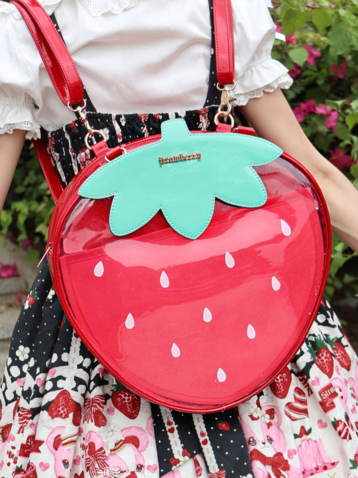 Mint Manbo Sweet Lolita Strawberry Dual‑Shoulder Itabag Backpack