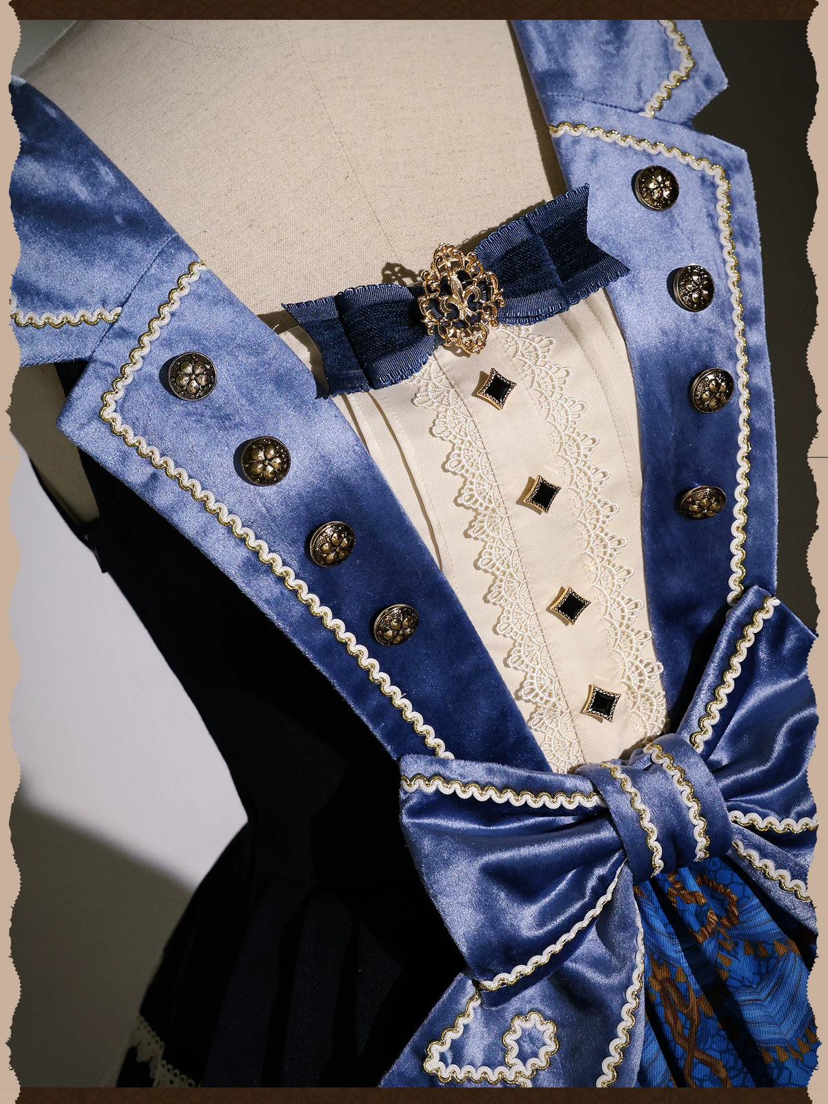Italian Travelogue Navy British Style Lolita JSK Dress and Blouse