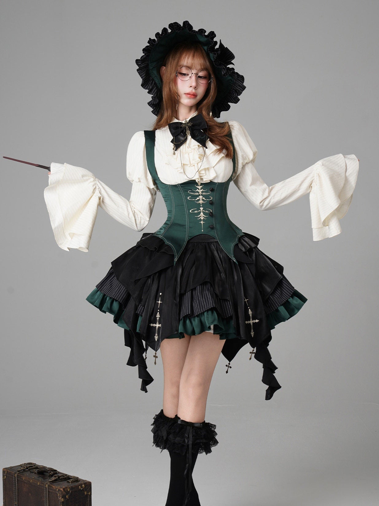 Upside-Down Curse Gothic Lolita Green Dress Set