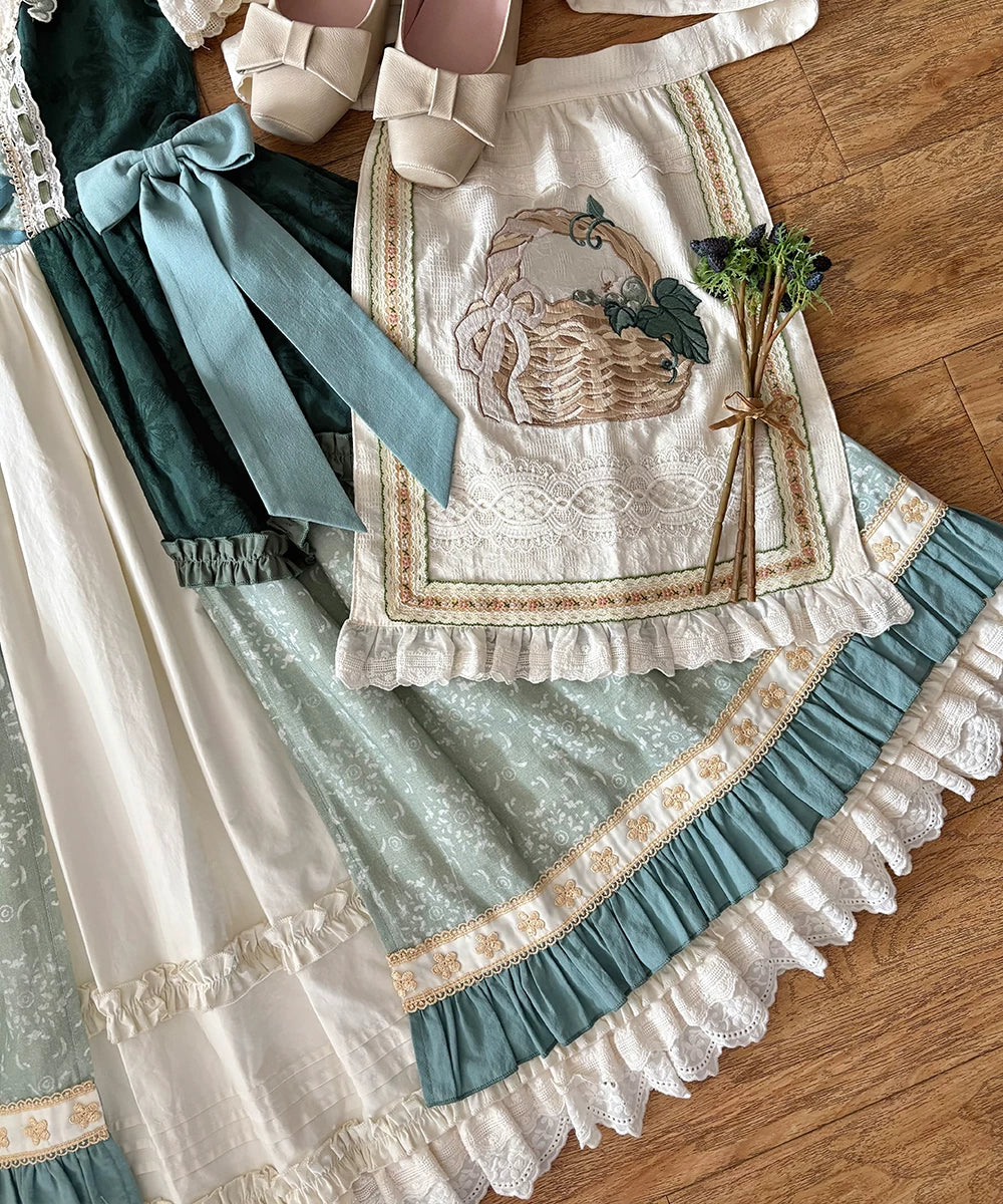 Green Grape Garden Teal Classic Lolita OP Dress Set