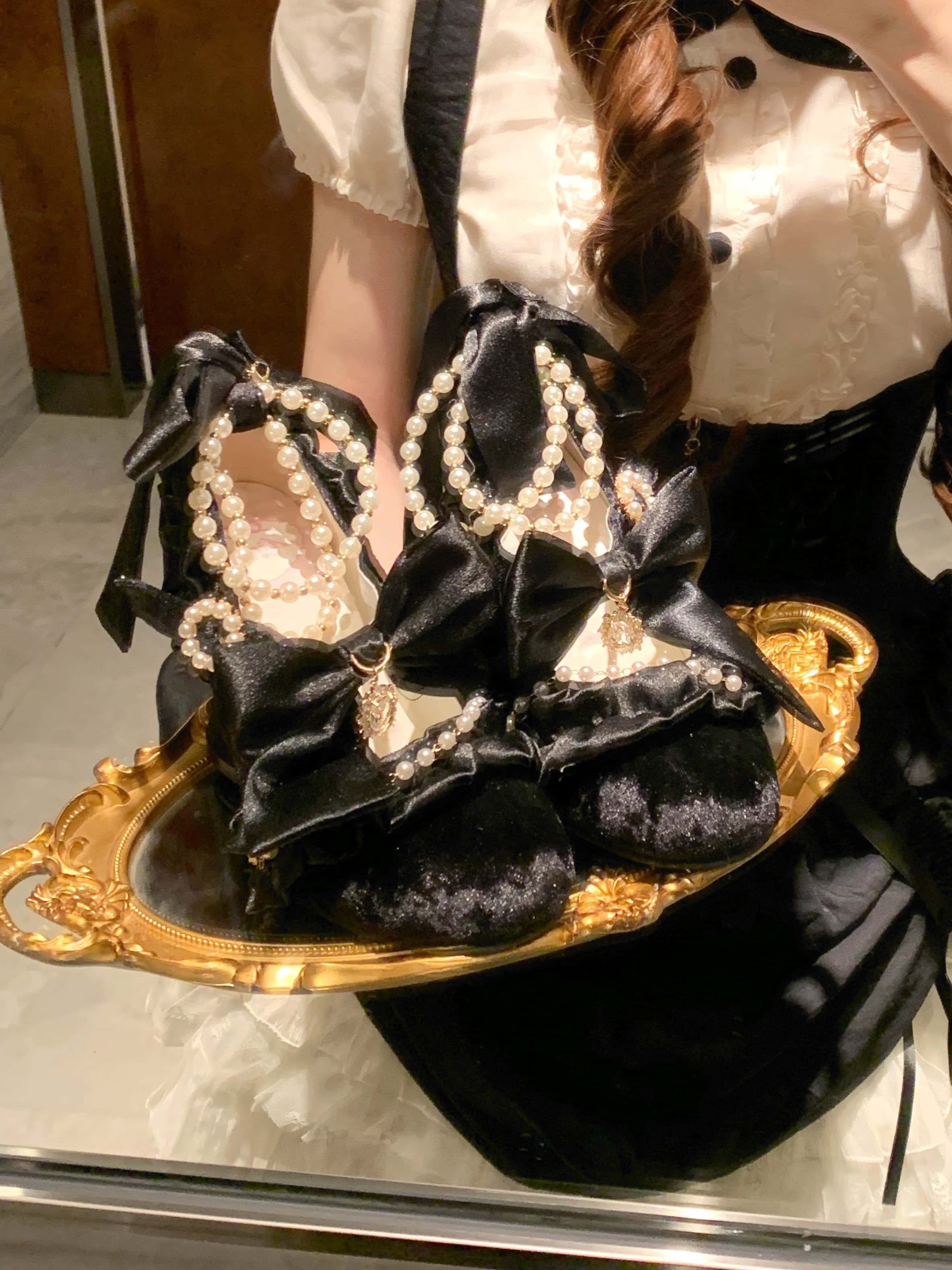 Ribbon Hymn 1.0 Lolita Vintage Heavy Craft Bridal Heels