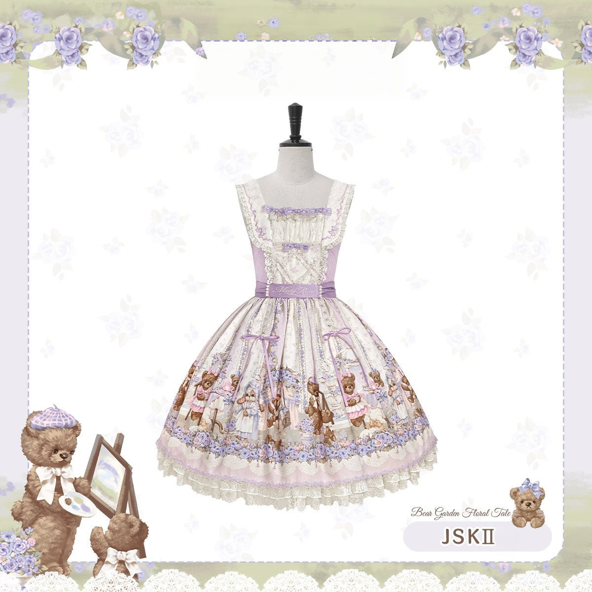 Bear‑Garden Floral Tale Sweet Printed Lolita JSK / OP Dress