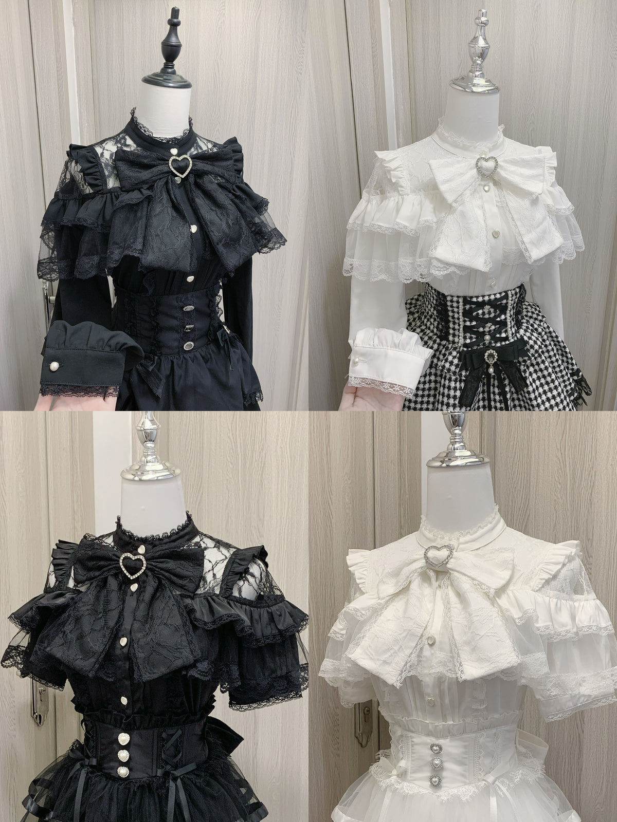 Mass Produced J-Style Lace Bow Short Sleeve / Long Sleeve Shirt