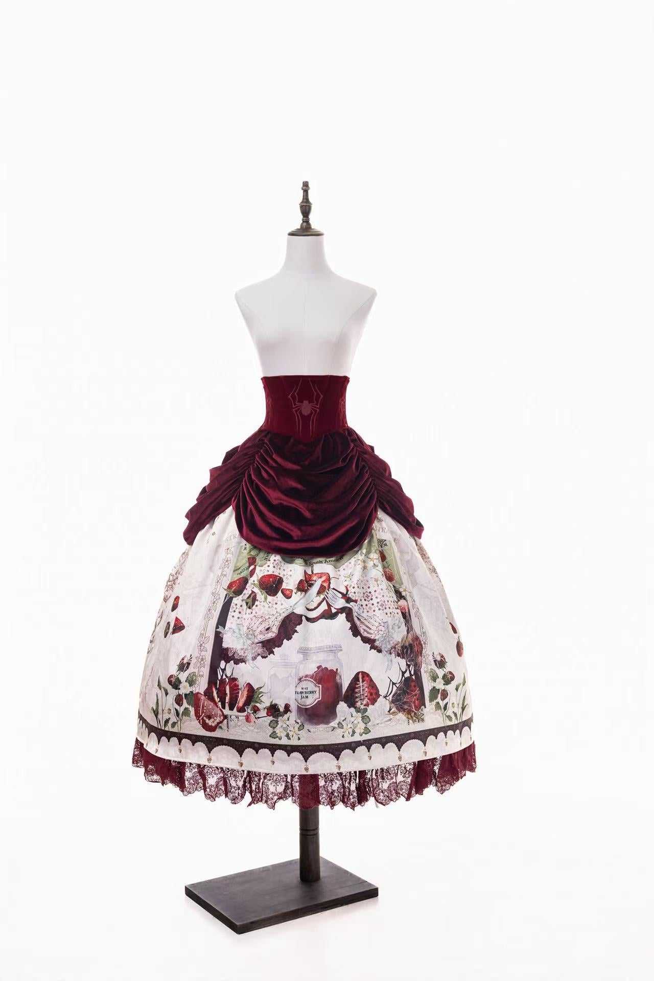 Hunting Strawberry Velvet Gothic Sweet Lolita Dress SK & Jacket Set