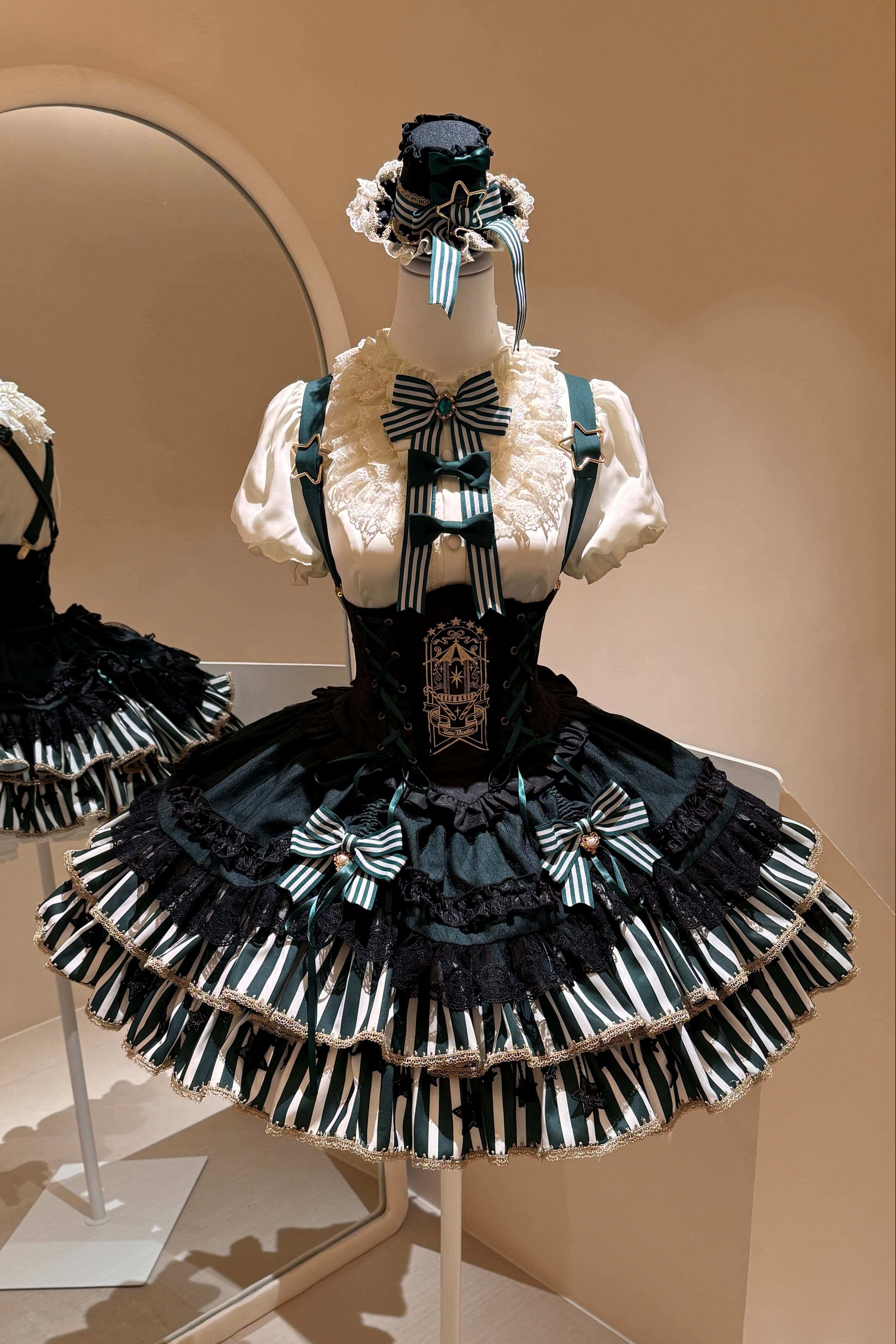 Star Track Academy Lolita Gothic Green Dress Set